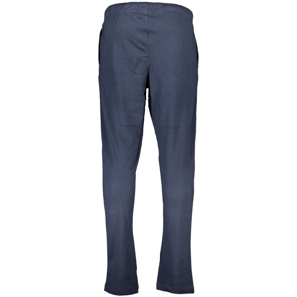 Blue cotton men's track pant by Gianmarco Venturi, featuring a comfortable fit and sporty design, shown on a model.