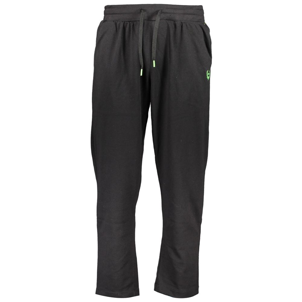Gianmarco Venturi black cotton men's sweatpants laid flat, showing the relaxed fit and soft fabric.