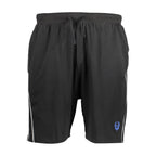Black cotton men's sweatpants by Gianmarco Venturi, showcasing a comfortable fit with elastic waistband and casual style.
