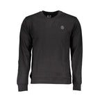 Black cotton men's sweatshirt by Gianmarco Venturi, featuring a comfortable fit and stylish design.