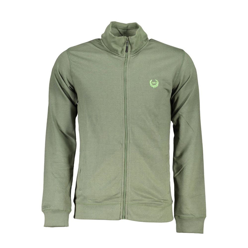 Gianmarco Venturi Verde cotton men's sweatshirt with crew neck and long sleeves, casual style, shown on a plain background.