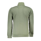 Gianmarco Venturi Verde cotton men's sweatshirt with ribbed cuffs and crew neck, featuring a casual fit and minimalist design.
