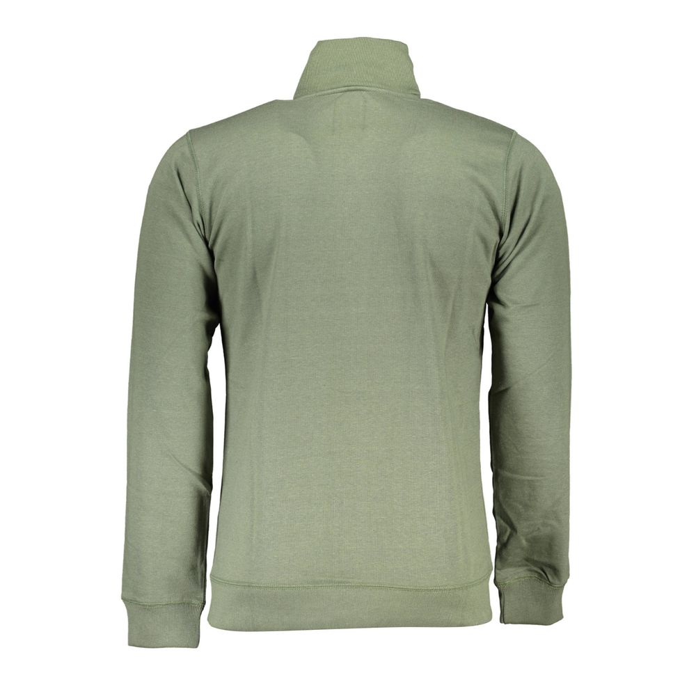 Gianmarco Venturi Verde cotton men's sweatshirt with ribbed cuffs and crew neck, featuring a casual fit and minimalist design.