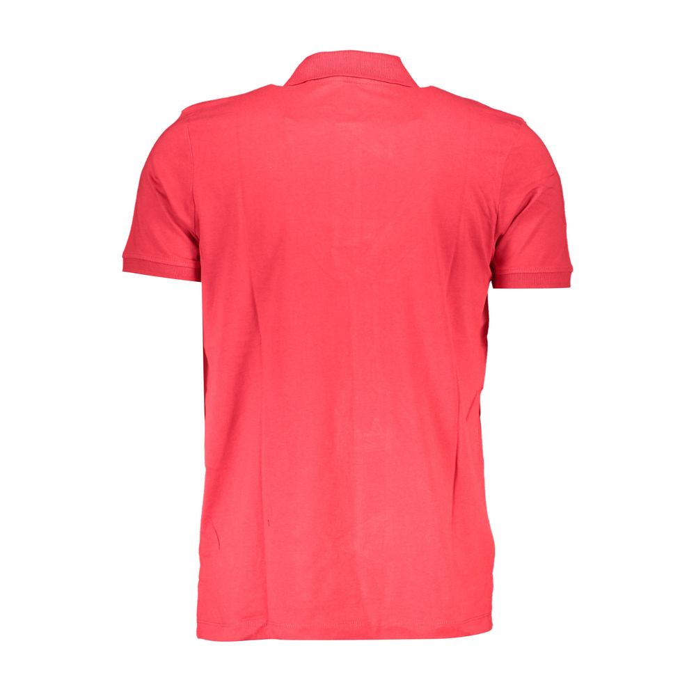 Red cotton men's polo shirt by Gianmarco Venturi, featuring a classic collar and short sleeves, displayed on a plain background.