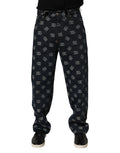 Dolce & Gabbana Blue Logo Print Straight Denim Men Jeans - Eljoys Fashion 