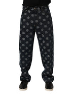 Dolce & Gabbana Blue Logo Print Straight Denim Men Jeans - Eljoys Fashion 