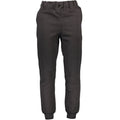 Gianmarco Venturi black polyester men's joggers with elastic waistband and tapered fit, casual athletic style.