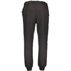 Black polyester men's joggers by Gianmarco Venturi featuring a relaxed fit and elastic waistband.