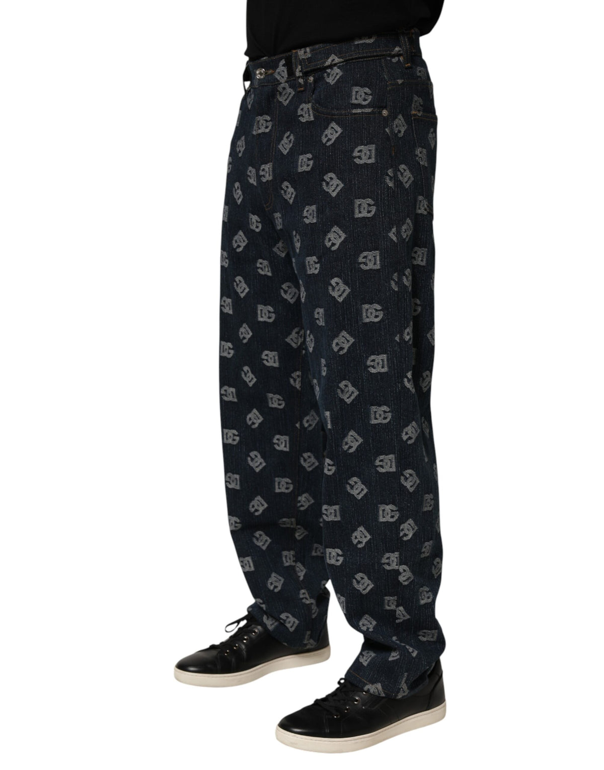 Dolce & Gabbana Blue Logo Print Straight Denim Men Jeans - Eljoys Fashion 