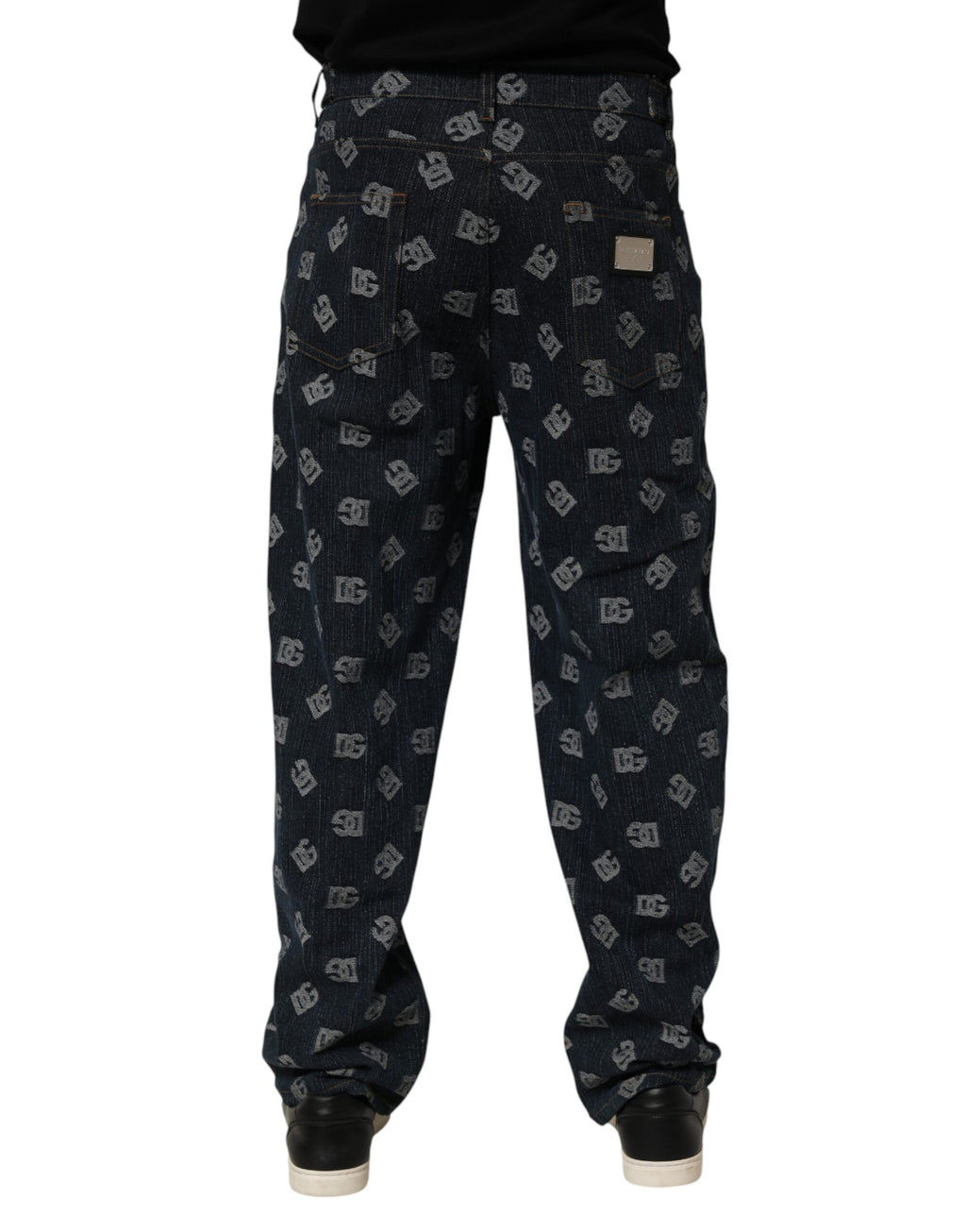 Dolce & Gabbana Blue Logo Print Straight Denim Men Jeans - Eljoys Fashion 