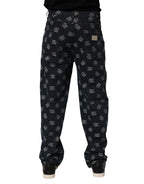 Dolce & Gabbana Blue Logo Print Straight Denim Men Jeans - Eljoys Fashion 
