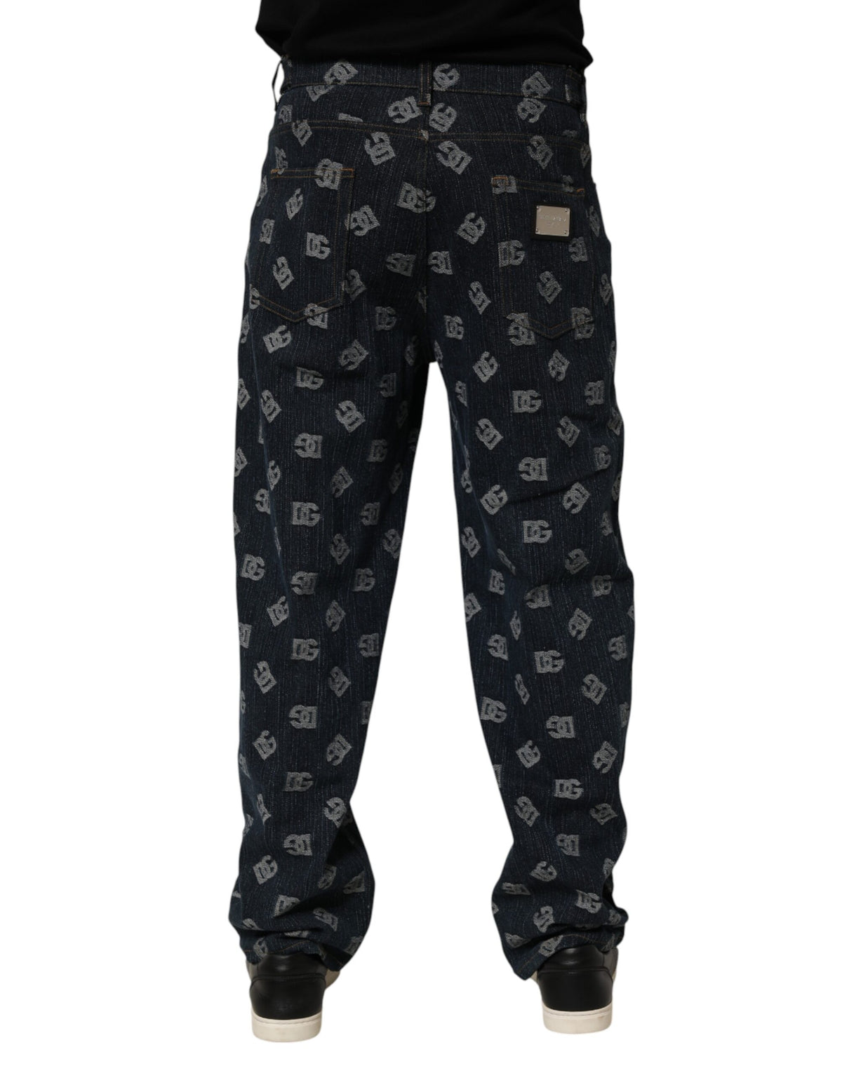 Dolce & Gabbana Blue Logo Print Straight Denim Men Jeans - Eljoys Fashion 