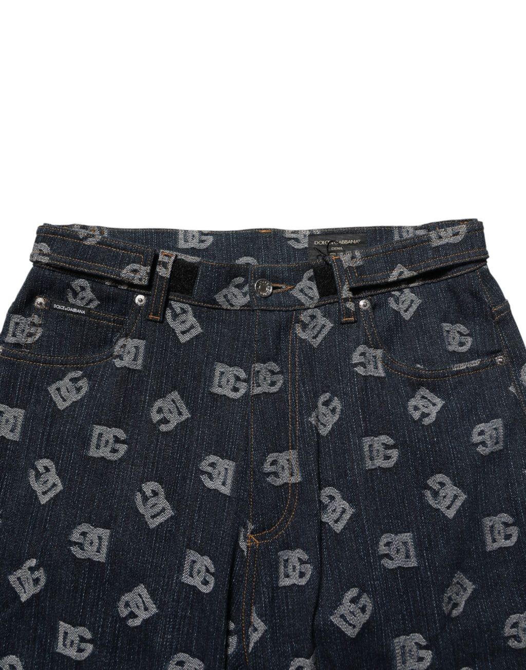 Dolce & Gabbana Blue Logo Print Straight Denim Men Jeans - Eljoys Fashion 