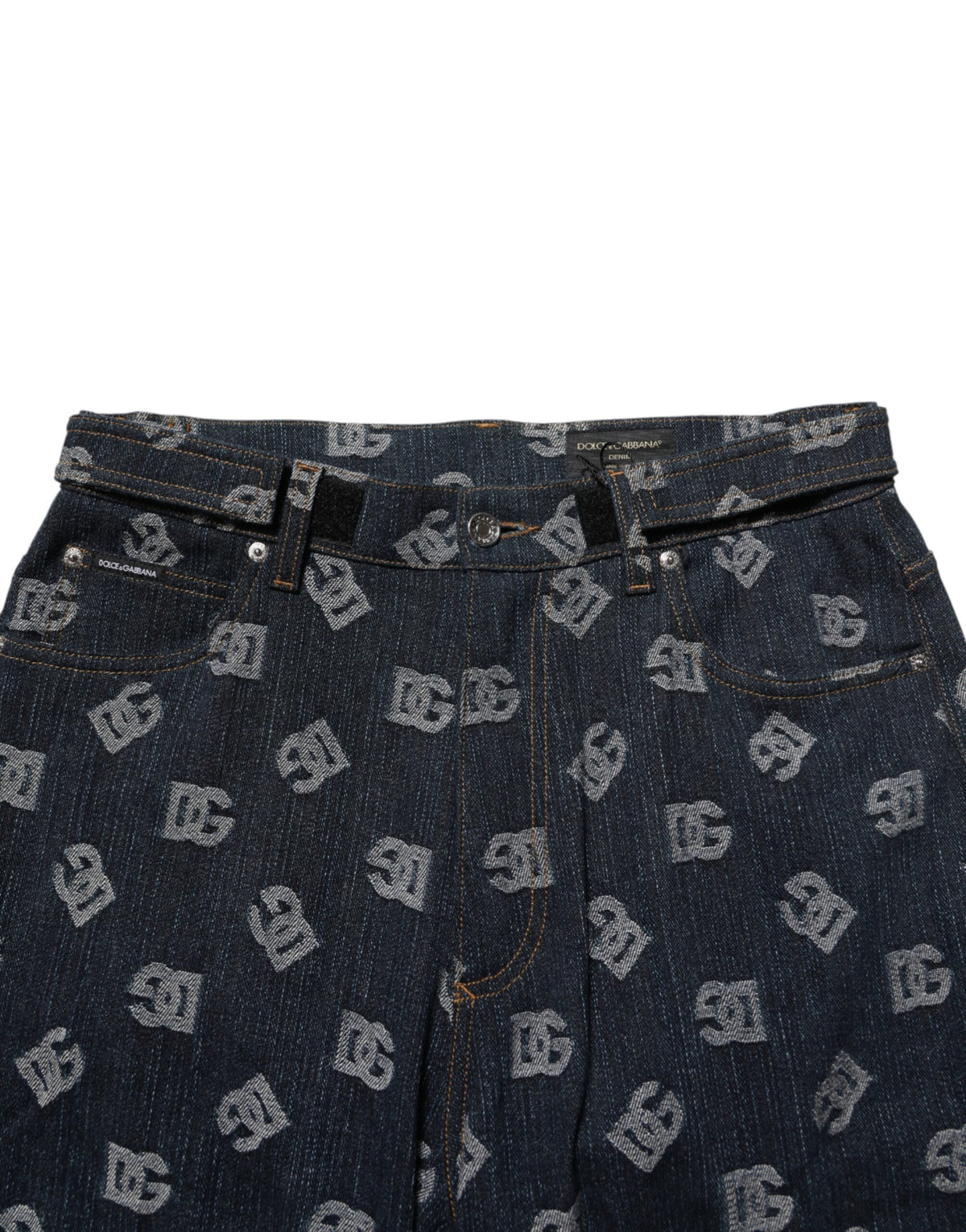 Dolce & Gabbana Blue Logo Print Straight Denim Men Jeans - Eljoys Fashion 