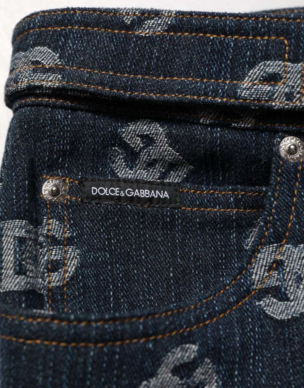 Dolce & Gabbana Blue Logo Print Straight Denim Men Jeans - Eljoys Fashion 