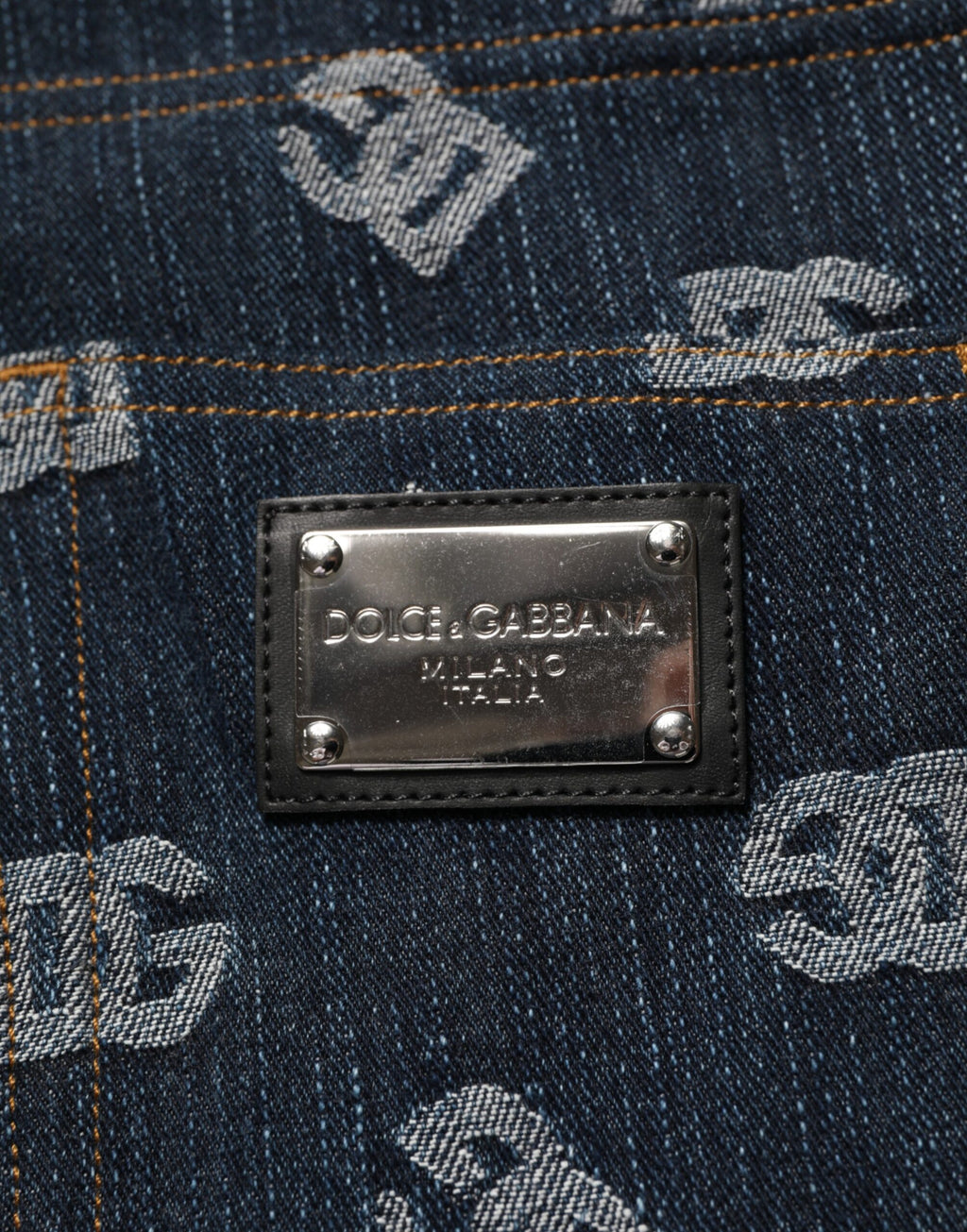Dolce & Gabbana Blue Logo Print Straight Denim Men Jeans - Eljoys Fashion 
