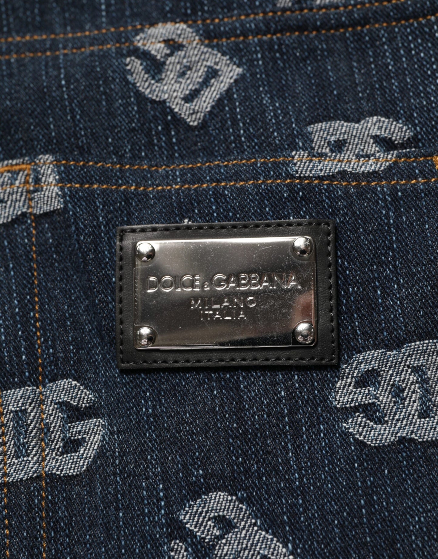 Dolce & Gabbana Blue Logo Print Straight Denim Men Jeans