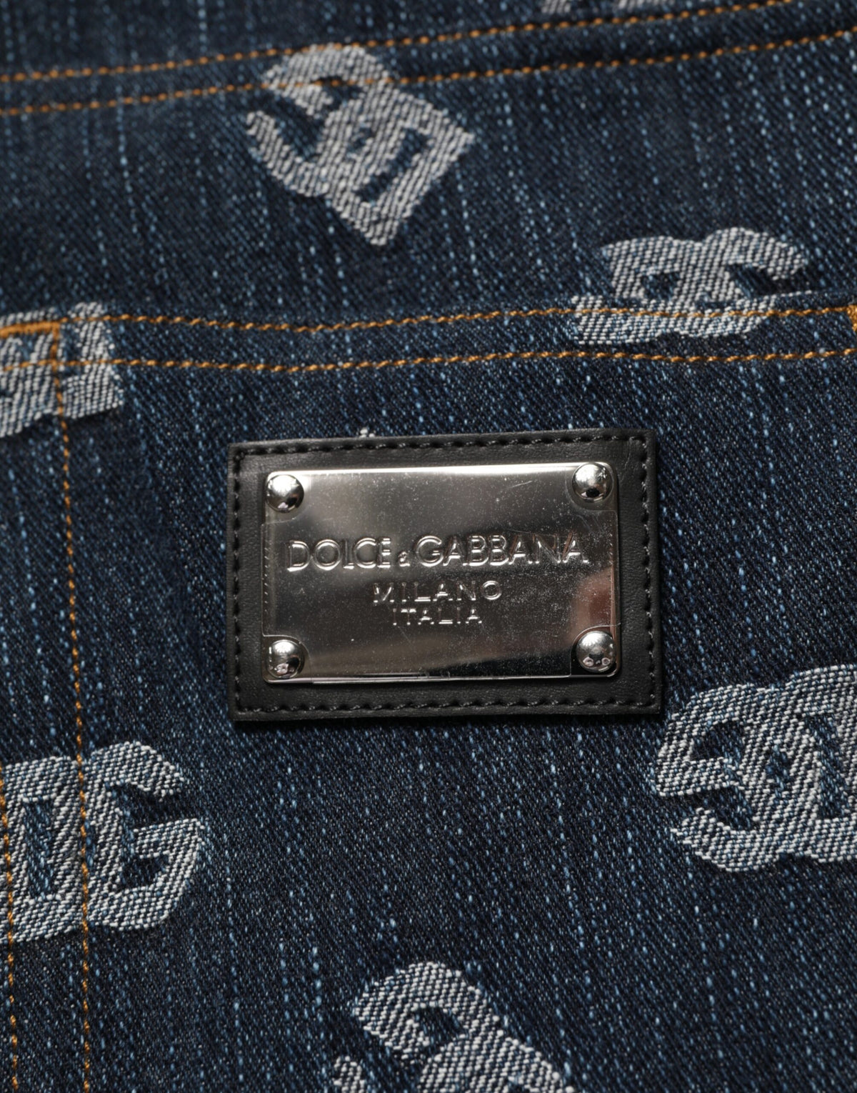 Dolce & Gabbana Blue Logo Print Straight Denim Men Jeans - Eljoys Fashion 