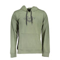 Gianmarco Venturi Verde cotton men's hoodie with front pocket and hood, casual style, shown in green fabric.