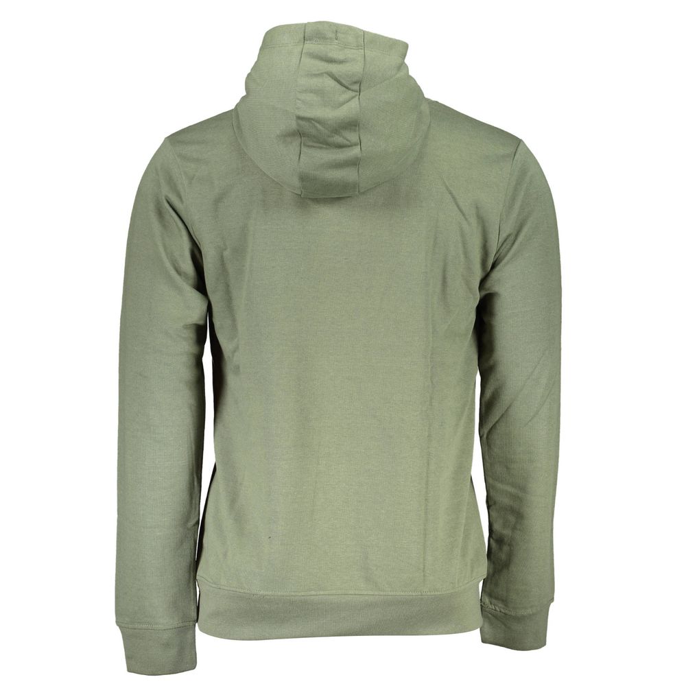 Gianmarco Venturi Verde cotton men's hoodie with long sleeves and front pocket, casual and comfortable clothing.