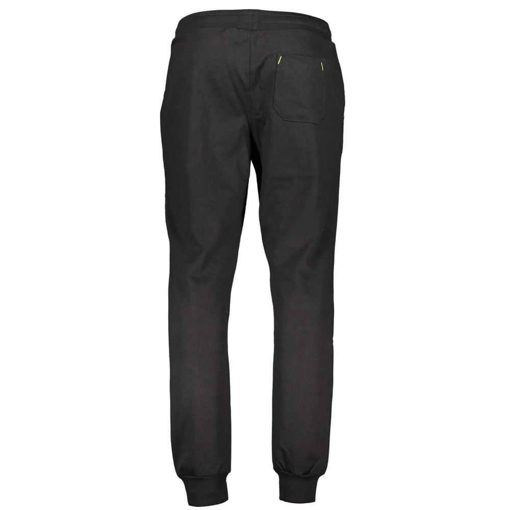 Gianmarco Venturi black cotton men's track pant with elastic waistband and relaxed fit, suitable for athletic and casual wear.