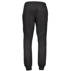Gianmarco Venturi black cotton men's track pant with elastic waistband and relaxed fit, suitable for athletic and casual wear.