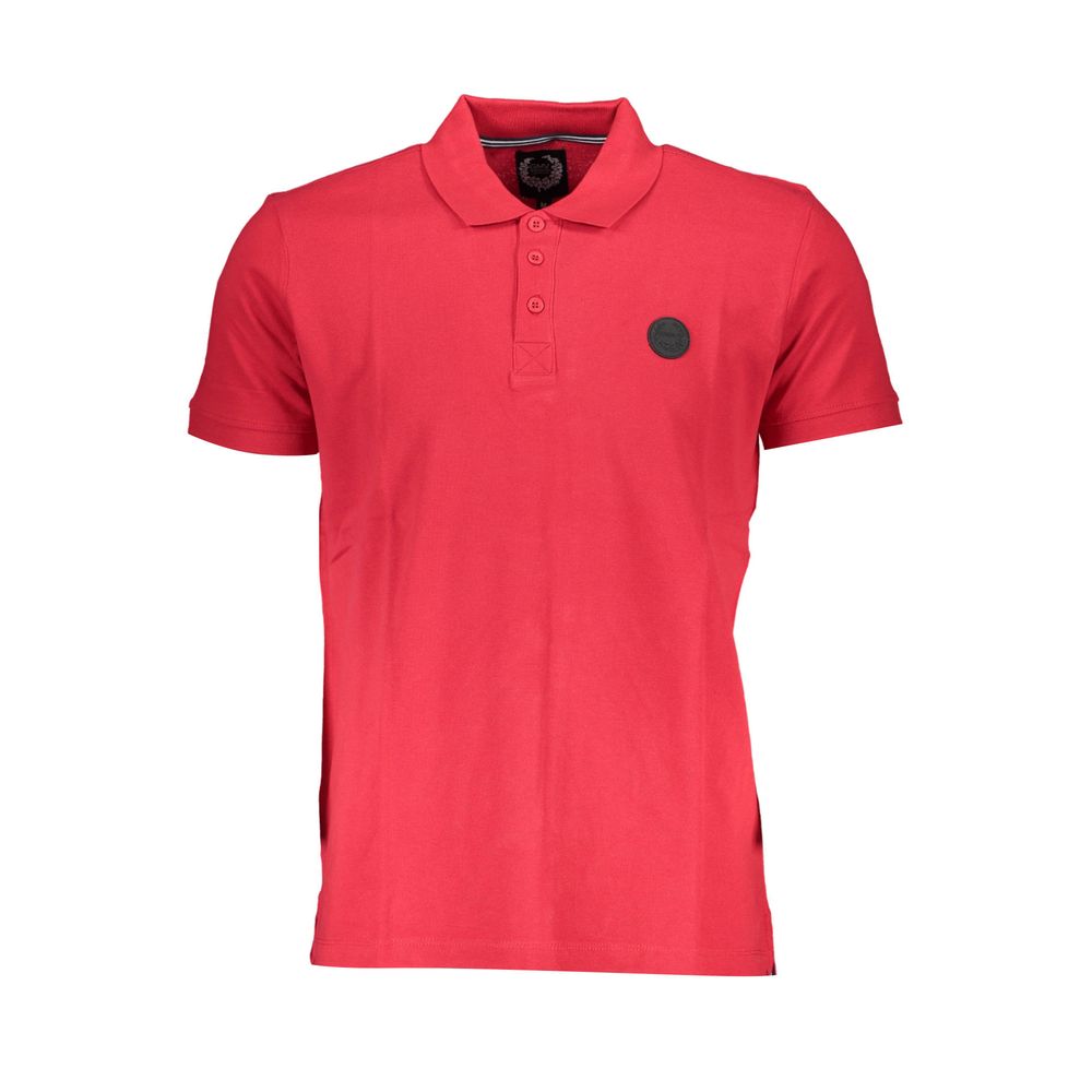 Gianmarco Venturi Rosso cotton men's polo shirt with a classic collar and short sleeves, displayed on a neutral background.