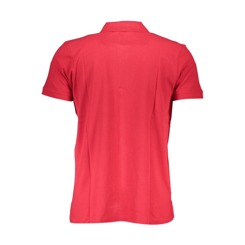 Gianmarco Venturi Rosso Cotton Mens Polo shirt in red with a classic collar and short sleeves, displayed on a neutral background