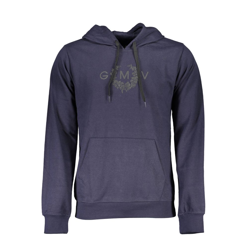 Blue cotton men's hoodie by Gianmarco Venturi featuring a relaxed fit and casual style.