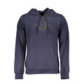 Blue cotton men's hoodie by Gianmarco Venturi featuring a relaxed fit and casual style.