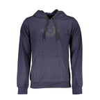 Blue cotton men's hoodie by Gianmarco Venturi featuring a relaxed fit and casual style.