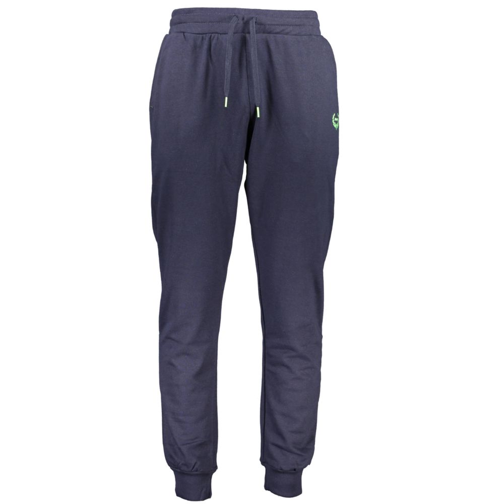 Gianmarco Venturi Blu cotton men's sweatpant with elastic waistband and relaxed fit, casual loungewear for men.