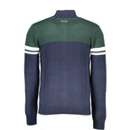 Blue cotton men's cardigan by Gianmarco Venturi, featuring a classic knit design and button-front closure.