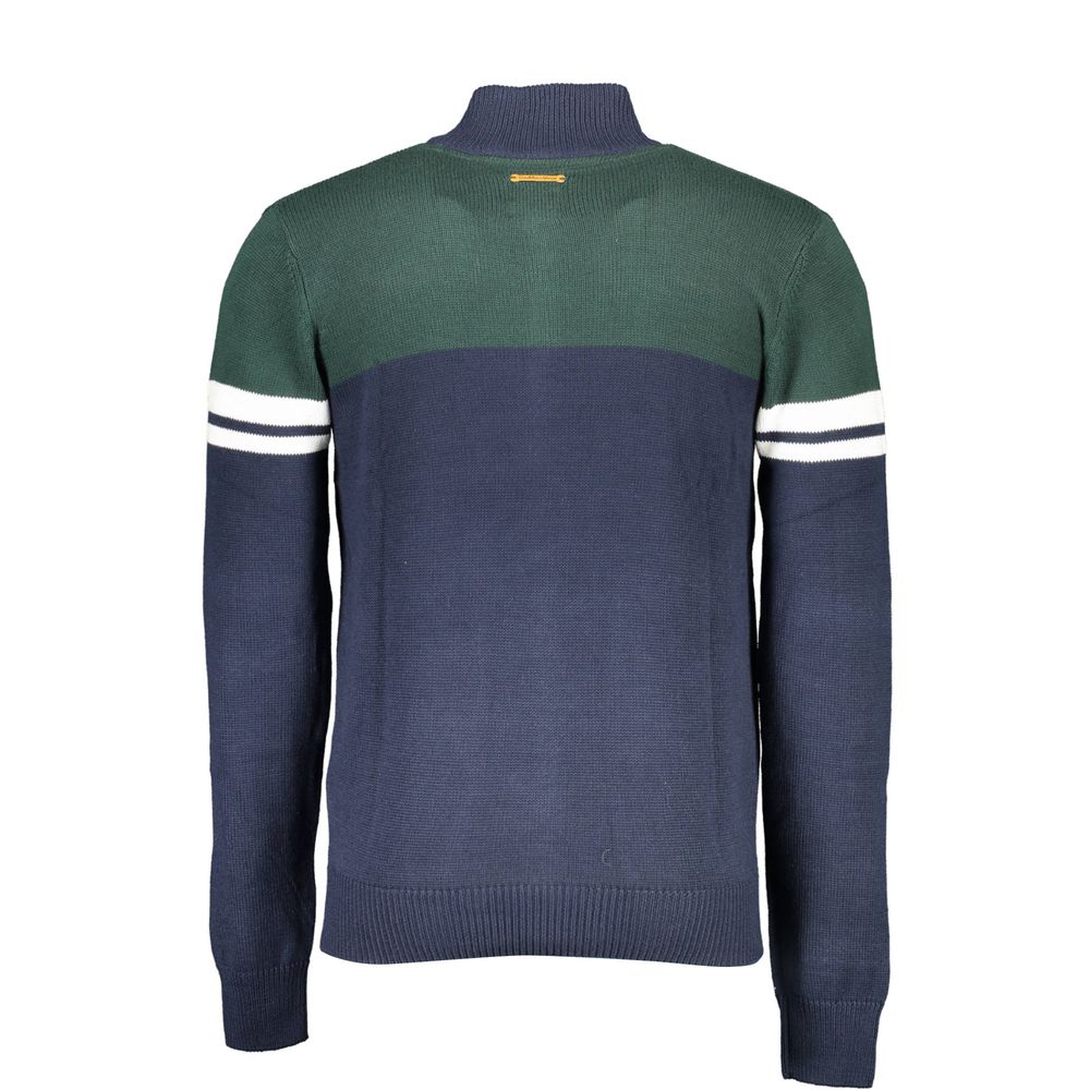 Blue cotton men's cardigan by Gianmarco Venturi, featuring a classic knit design and button-front closure.