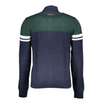 Blue cotton men's cardigan by Gianmarco Venturi, featuring a classic fit and button-up front, displayed on a neutral background.
