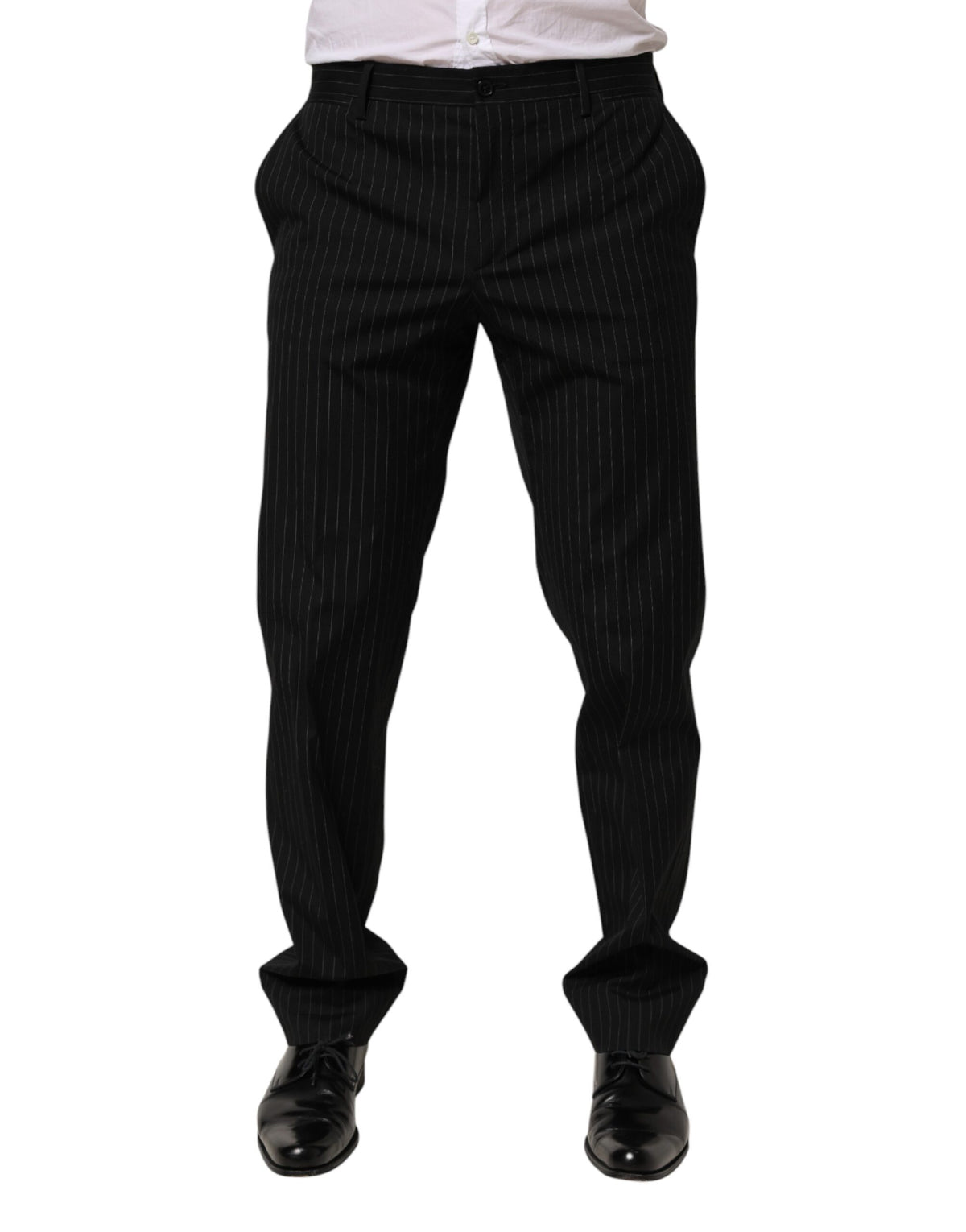 Dolce & Gabbana Black Striped Dress Formal Men Trouser Pants - Eljoys Fashion 