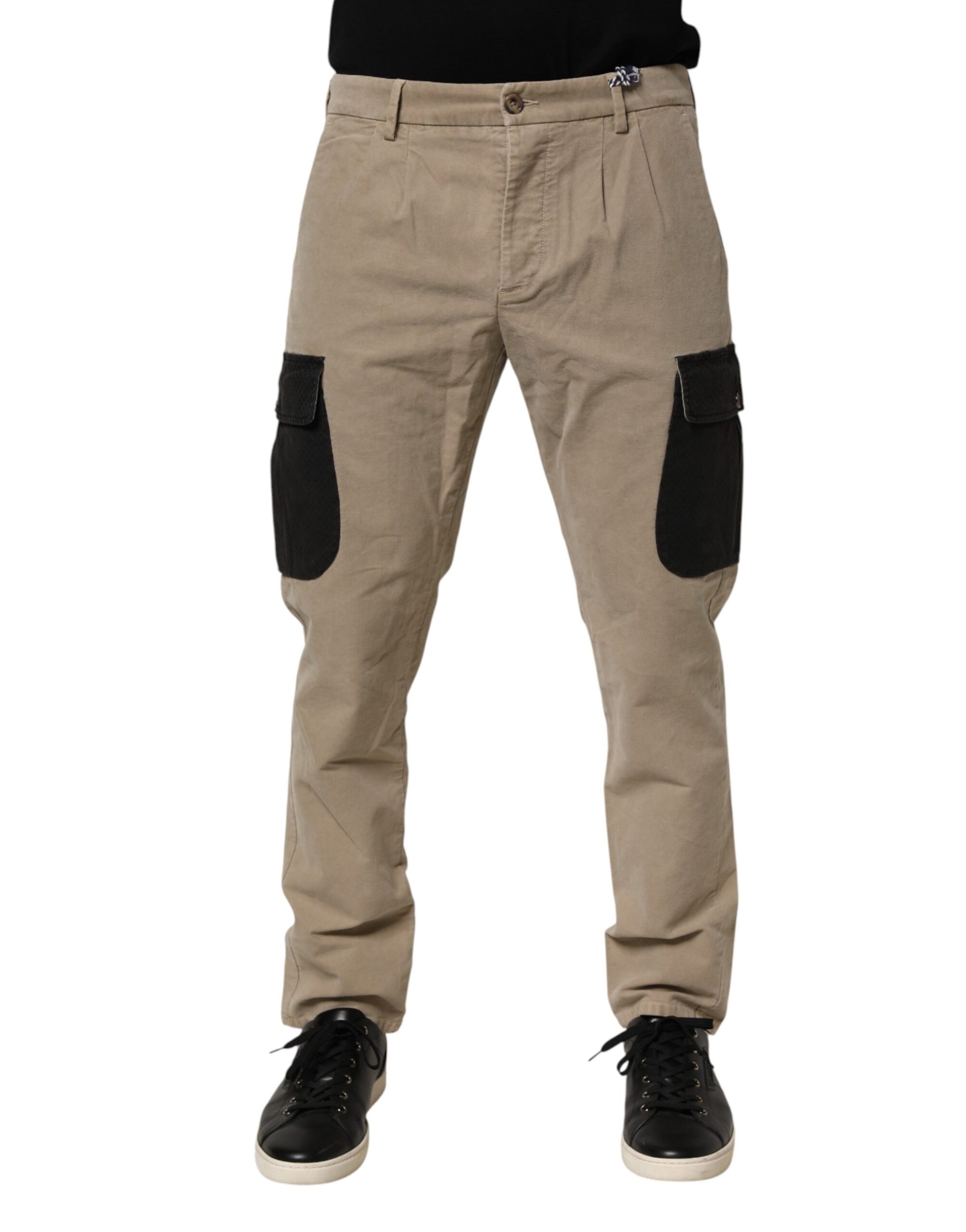 AT.P.CO Beige Mid Waist Skinny Men Cargo Chino Trouser Pants AT.P.CO