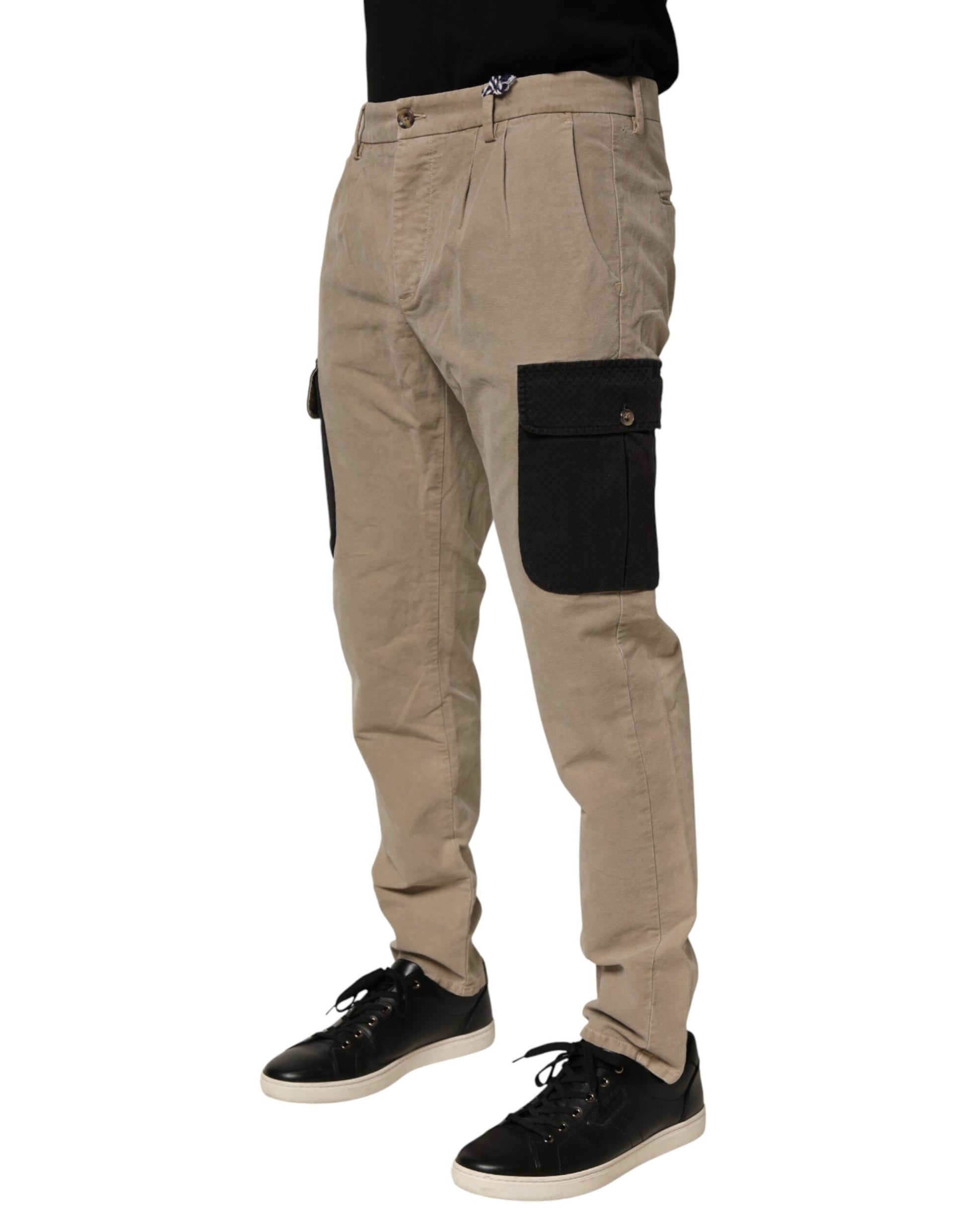 AT.P.CO Beige Mid Waist Skinny Men Cargo Chino Trouser Pants AT.P.CO
