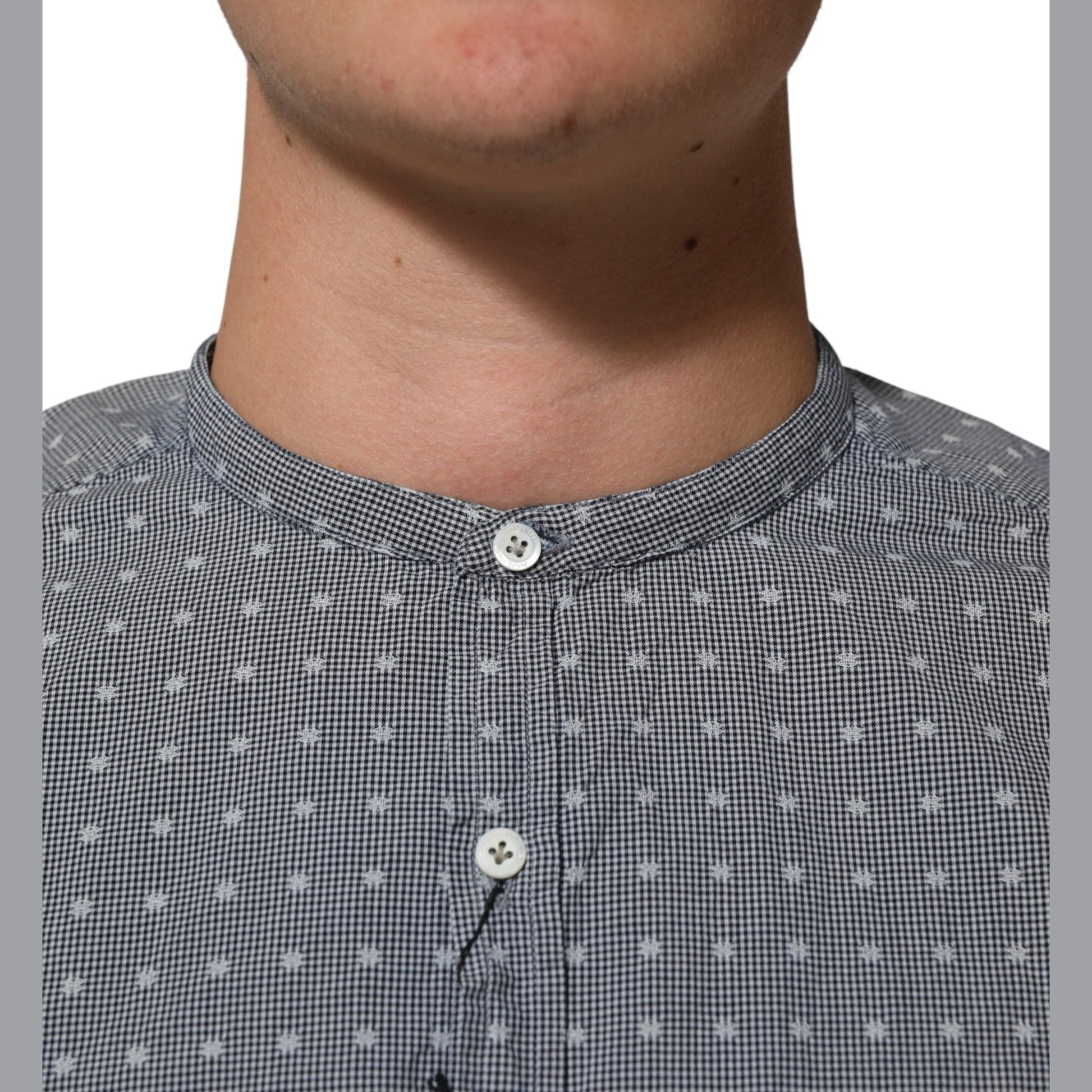 AGLINI Gray Polka Dot Cotton Button Down Long Sleeves Shirt