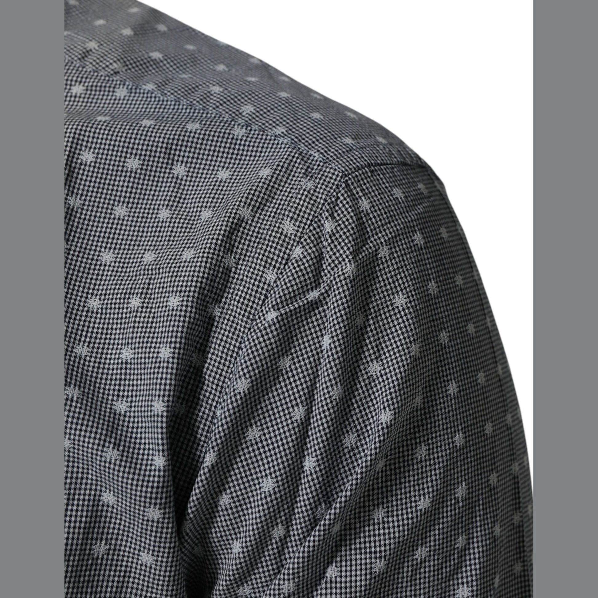 AGLINI Gray Polka Dot Cotton Button Down Long Sleeves Shirt