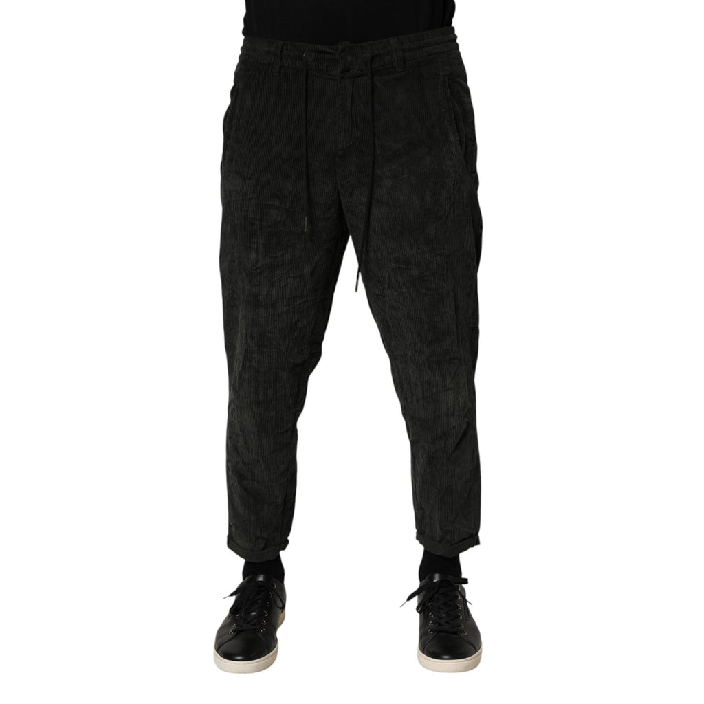 Dondup Black Mid Waist Cropped Corduroy Men Trouser Pants Dondup