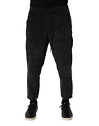 Dondup Black Mid Waist Cropped Corduroy Men Trouser Pants - Eljoys Fashion 