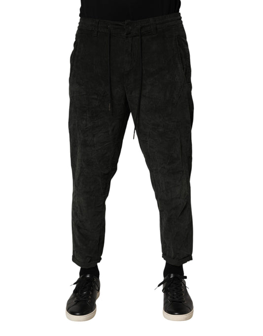 Dondup Black Mid Waist Cropped Corduroy Men Trouser Pants Dondup