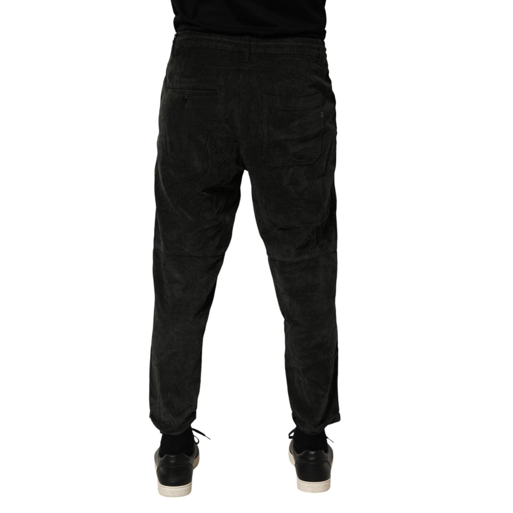 Dondup Black Mid Waist Cropped Corduroy Men Trouser Pants Dondup