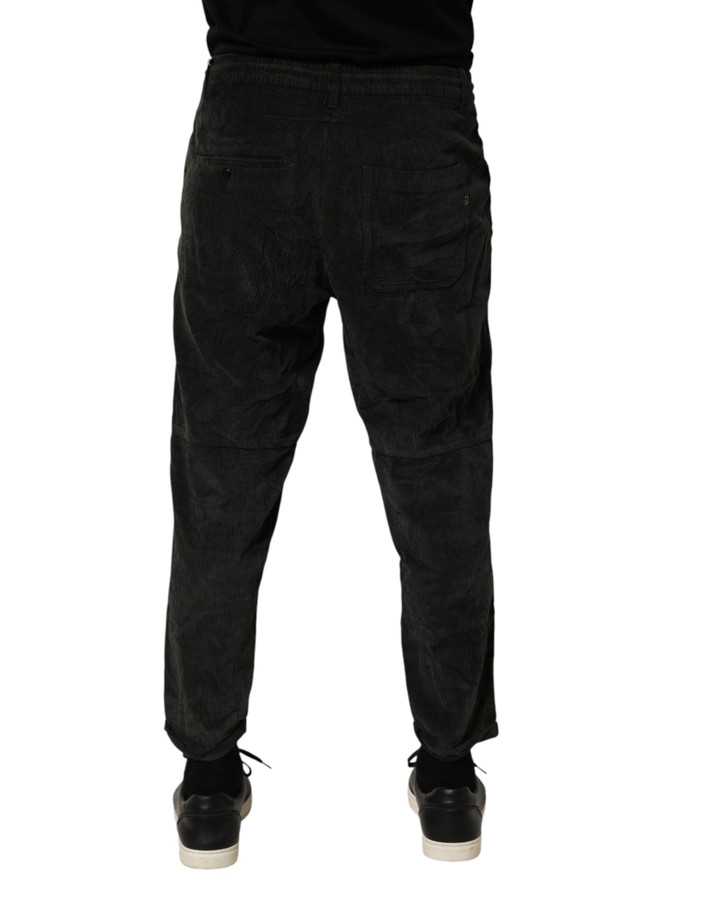 Dondup Black Mid Waist Cropped Corduroy Men Trouser Pants Dondup