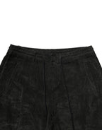 Dondup Black Mid Waist Cropped Corduroy Men Trouser Pants - Eljoys Fashion 