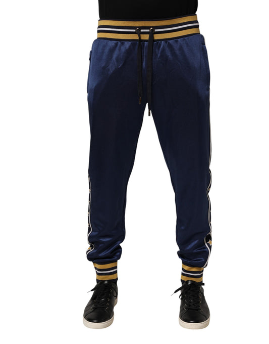 Dolce & Gabbana Blue Nylon Jogger Mid Waist Trouser Pants Dolce & Gabbana