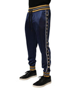 Dolce & Gabbana Blue Nylon Jogger Mid Waist Trouser Pants - Eljoys Fashion 