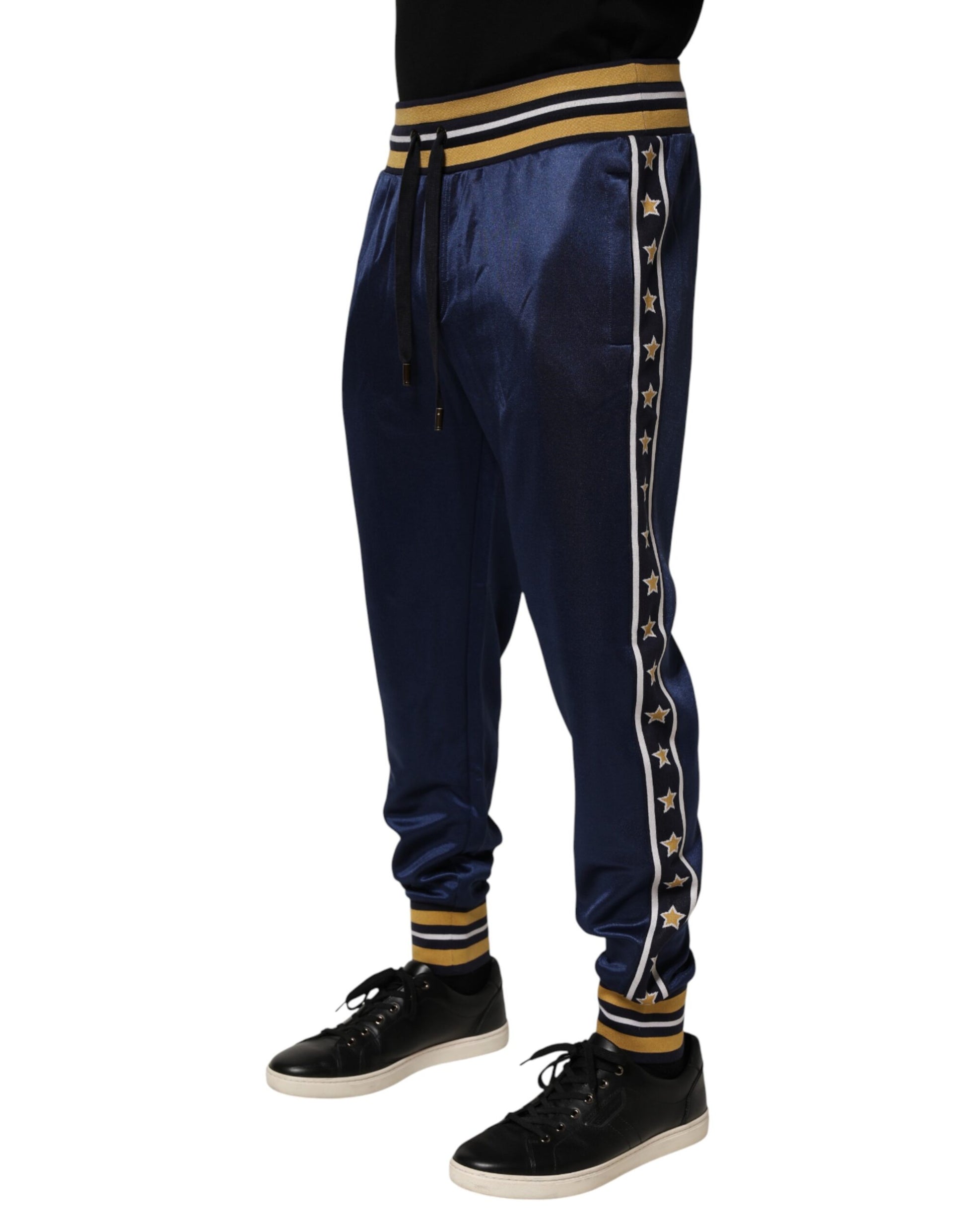 Dolce & Gabbana Blue Nylon Jogger Mid Waist Trouser Pants Dolce & Gabbana