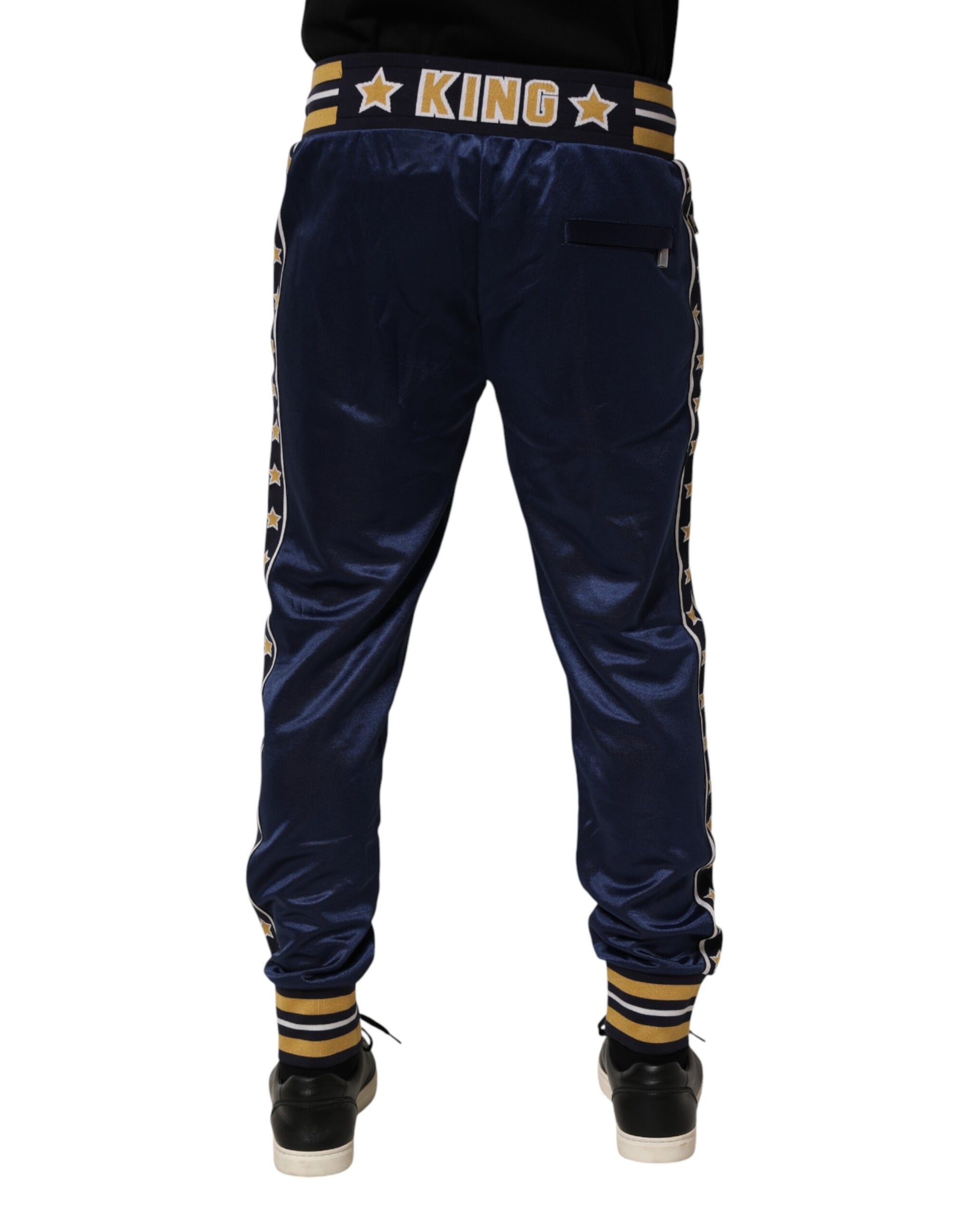 Dolce & Gabbana Blue Nylon Jogger Mid Waist Trouser Pants Dolce & Gabbana
